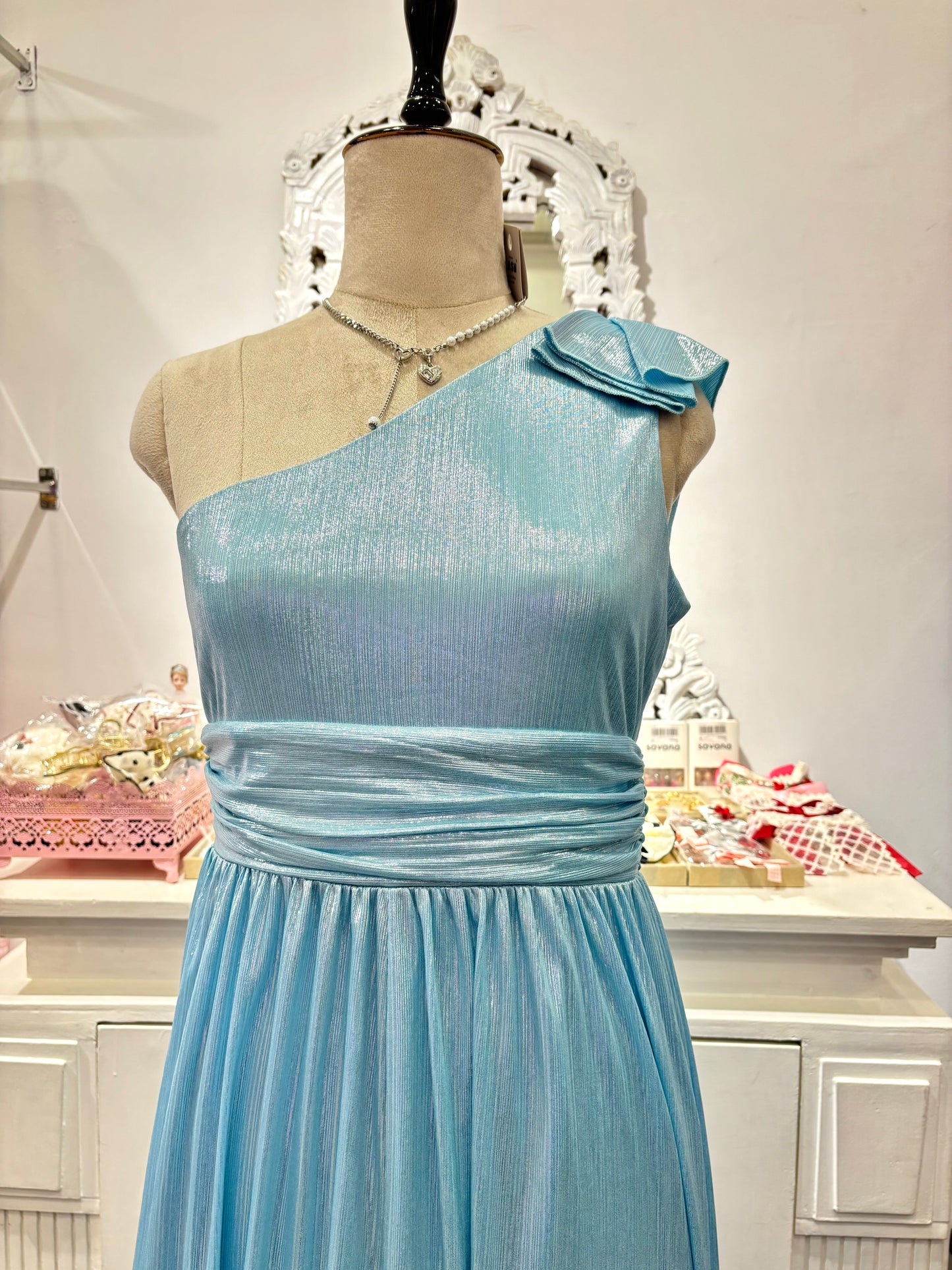 Aqua blue pleated gown✨