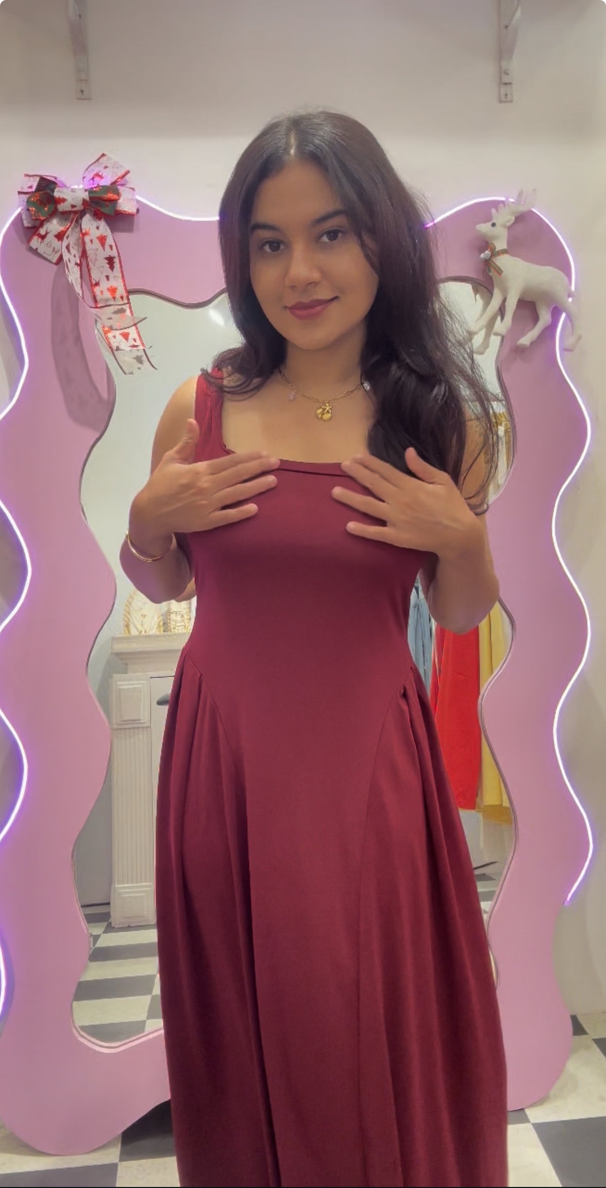 Maroon Sleeveless flair dress 💗