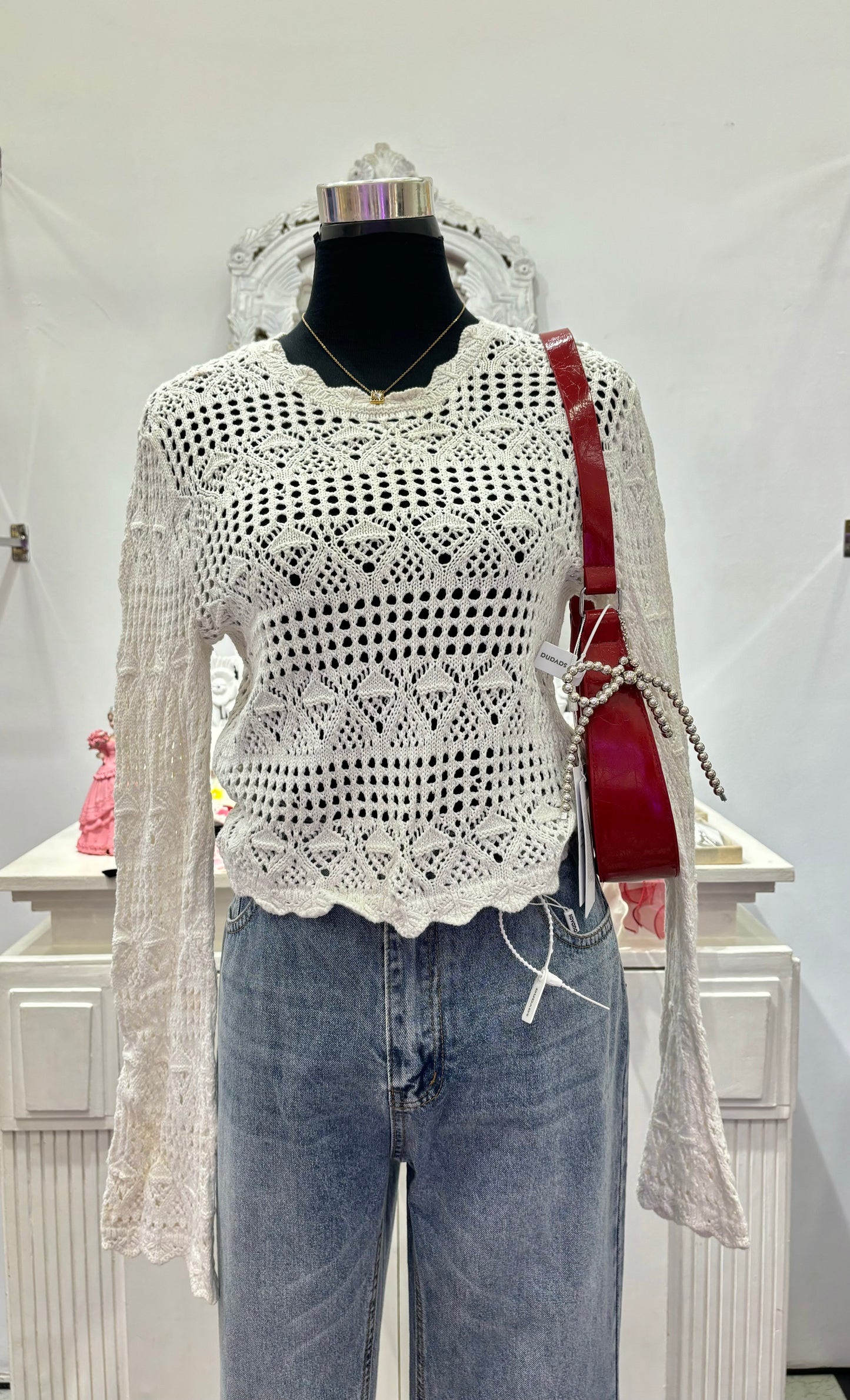 White crochet topš¤