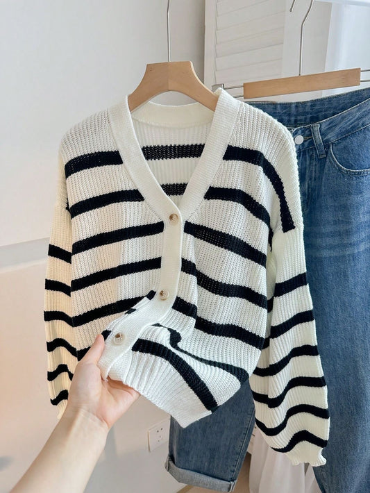 Black & white striped cardigan
