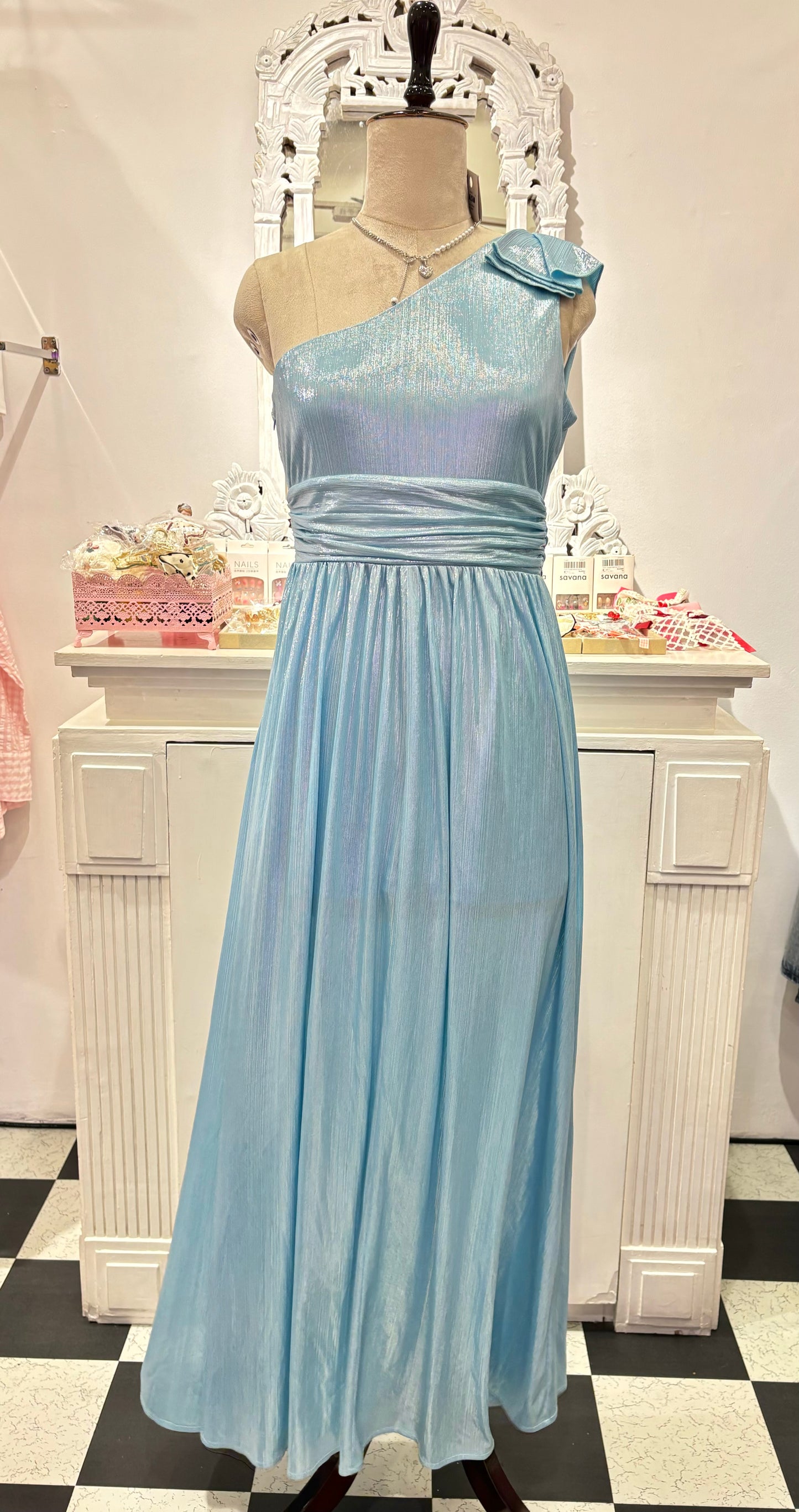 Aqua blue pleated gown✨