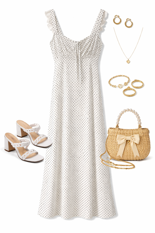White polka dot dress🤍