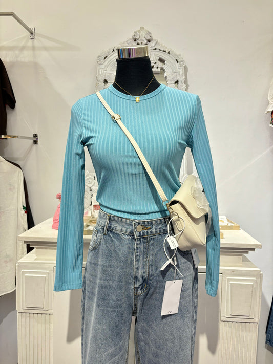 Blue full sleeve crop top